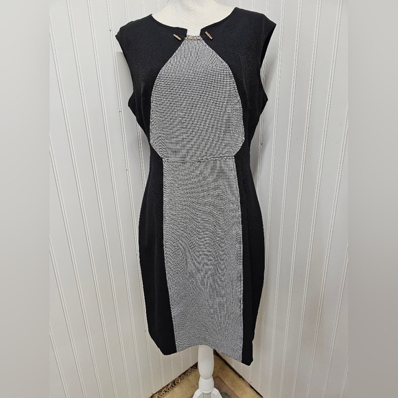 Elegant Black and Gray Pencil Dress Studio One 10 - Picture 1 of 4